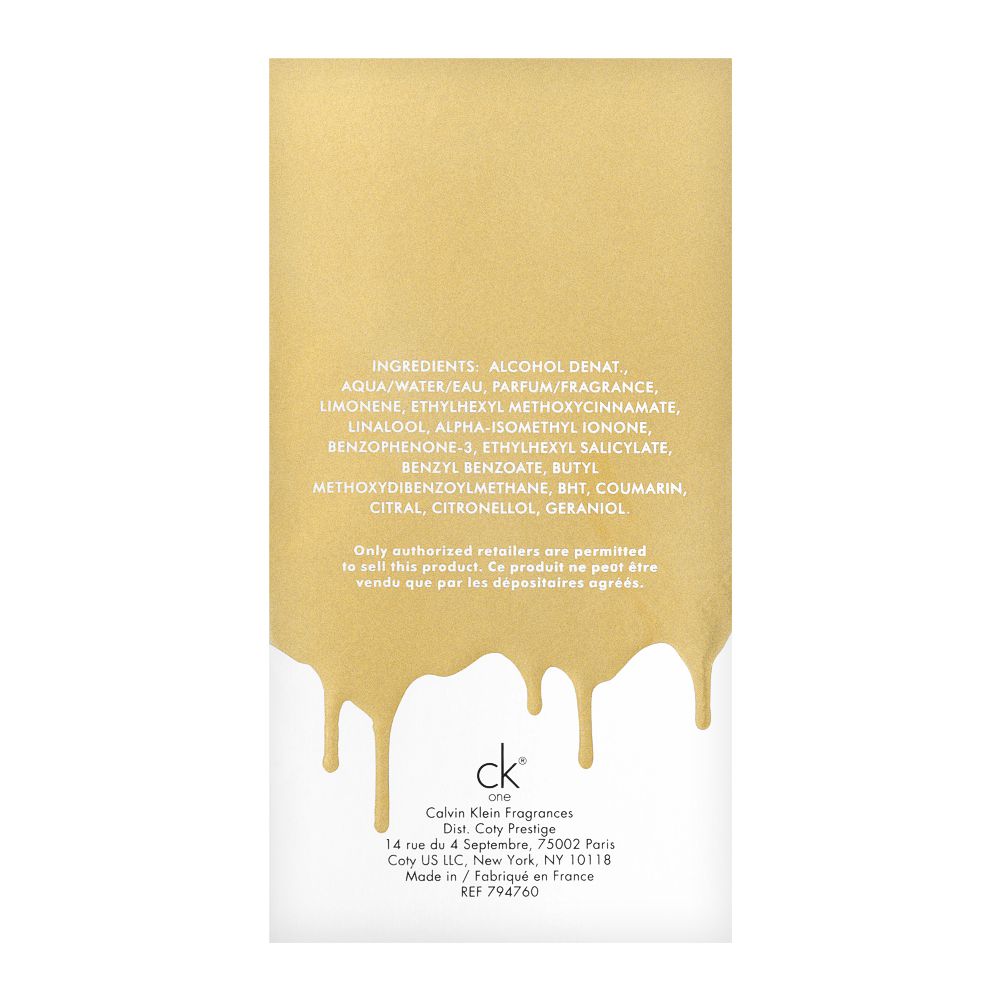 Calvin Klein One Gold Eau De Toilette, Fragrance For Men &amp; Women, 100ml