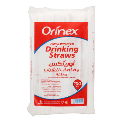 Orinex Drinking Straws Paper Wrapped, 100-Pack
