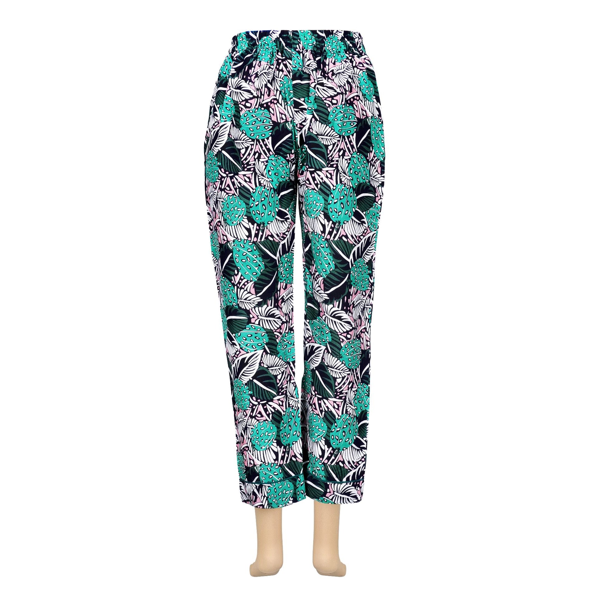 Basix Women's Linen Pajama, Multi Shades Of Forest Green, 116