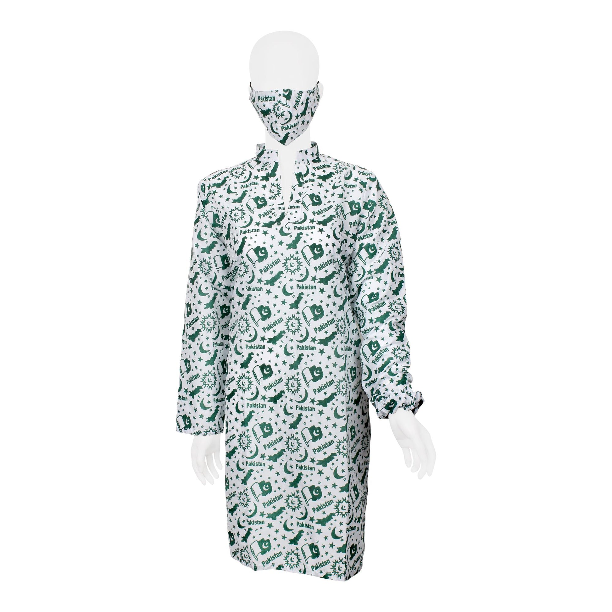 Basix Independence Day Pakistan Flag Kurti For Women, With Mask & Hair Band