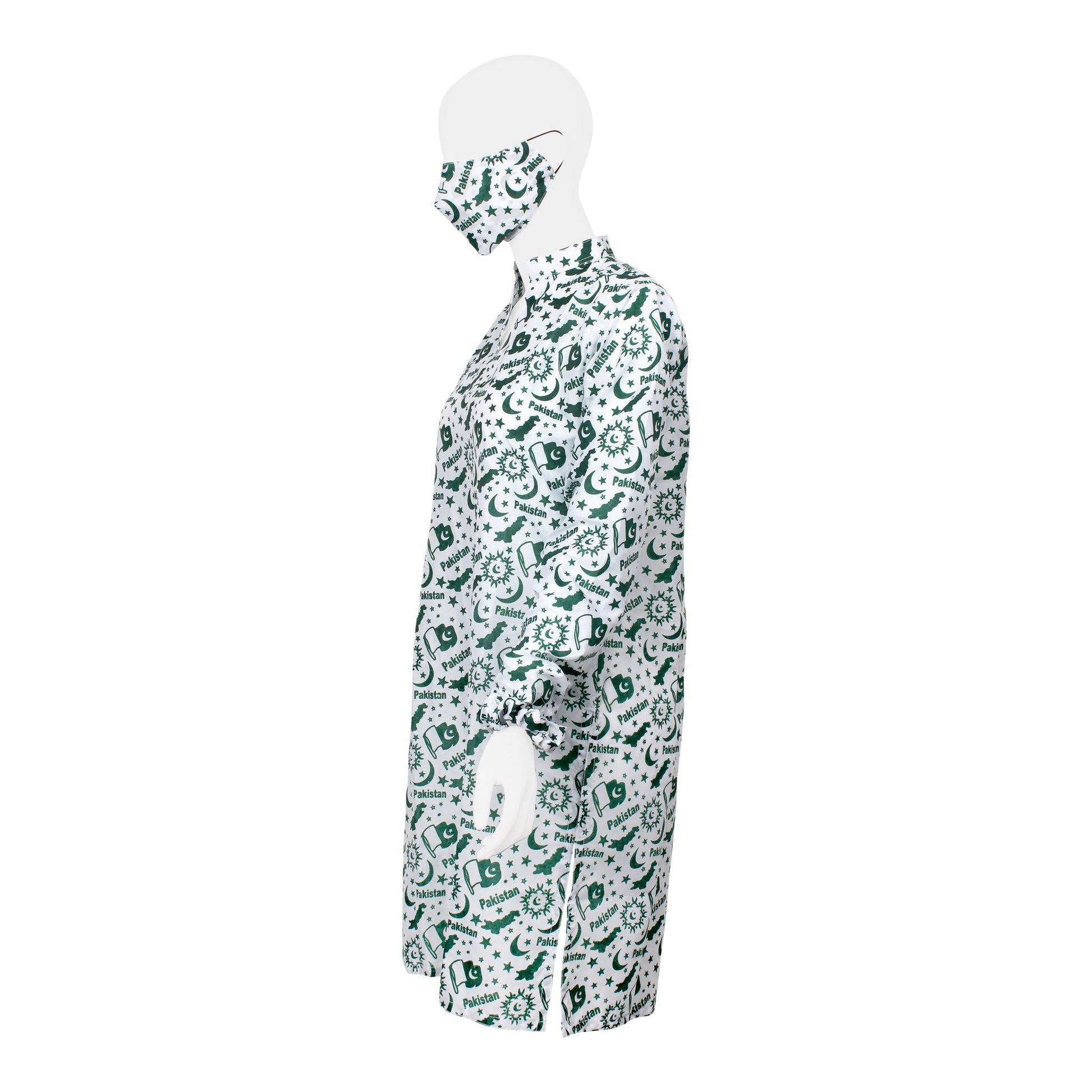 Basix Independence Day Pakistan Flag Kurti For Women, With Mask & Hair Band