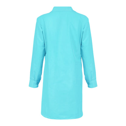 Basix Women's Cotton Button Shirt Satin Turquoise, WS-555