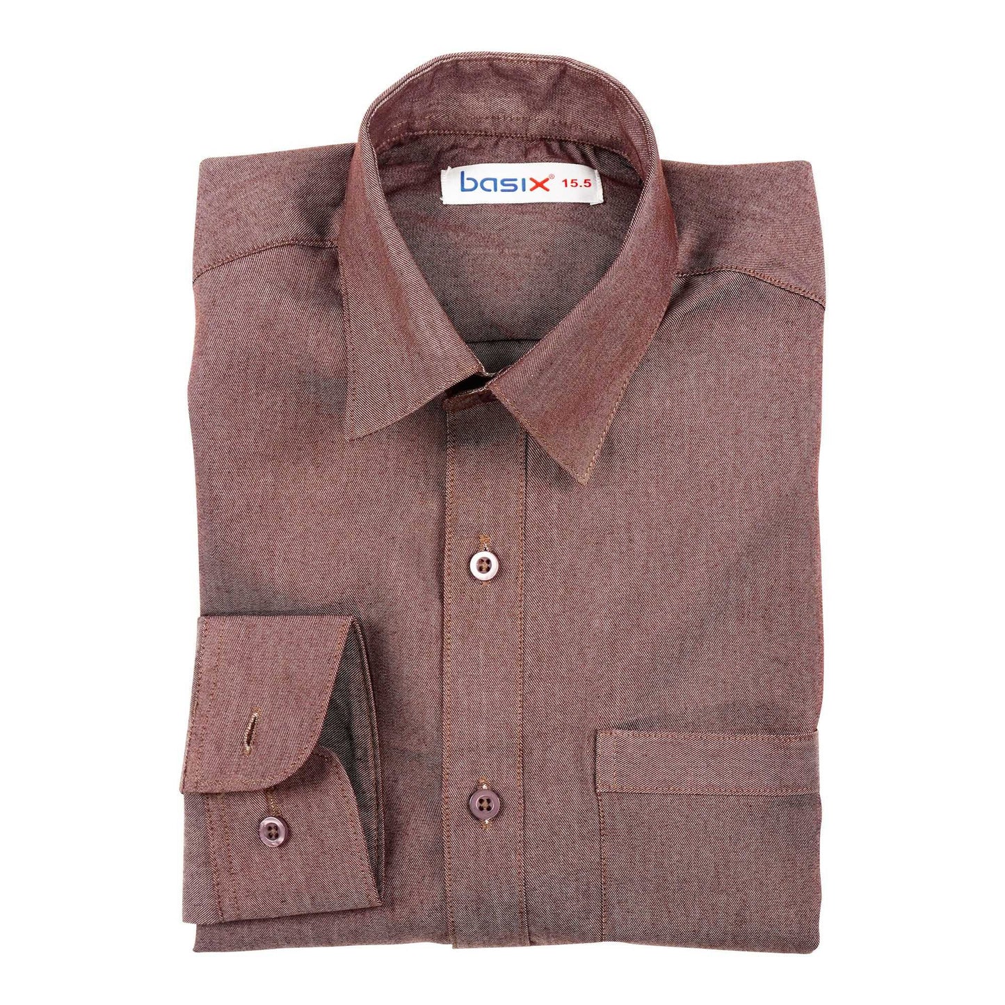 Basix Men's Textured Fabric Classic Brown, MFS-102