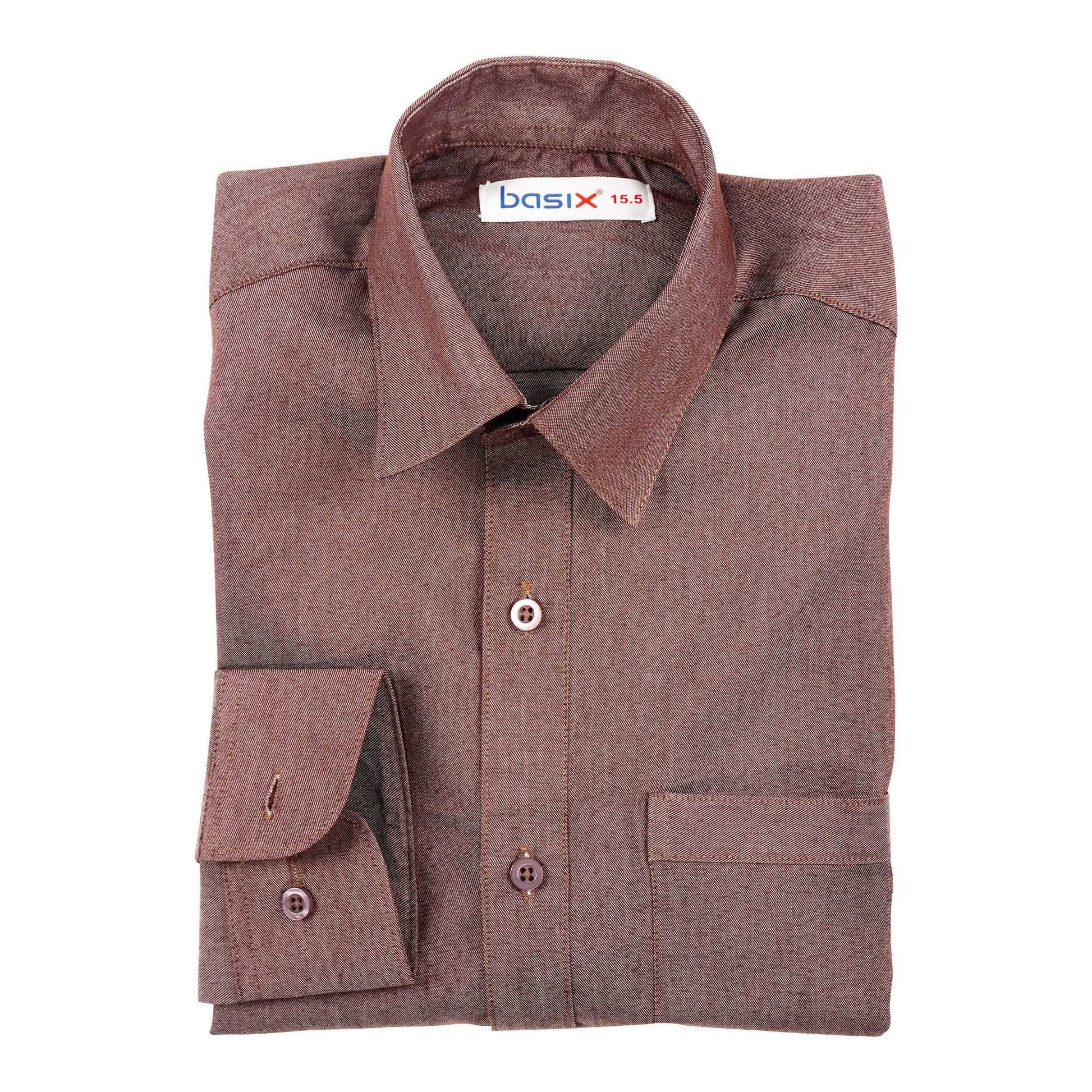 Basix Men's Textured Fabric Classic Brown, MFS-102