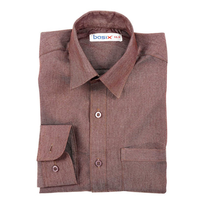 Basix Men's Textured Fabric Classic Brown, MFS-102