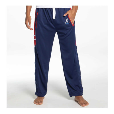Basix Moisture Wicking Sports Trousers Navy  Red Accents  ST-706