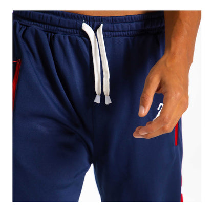 Basix Moisture Wicking Sports Trousers Navy, Red Accents, ST-706