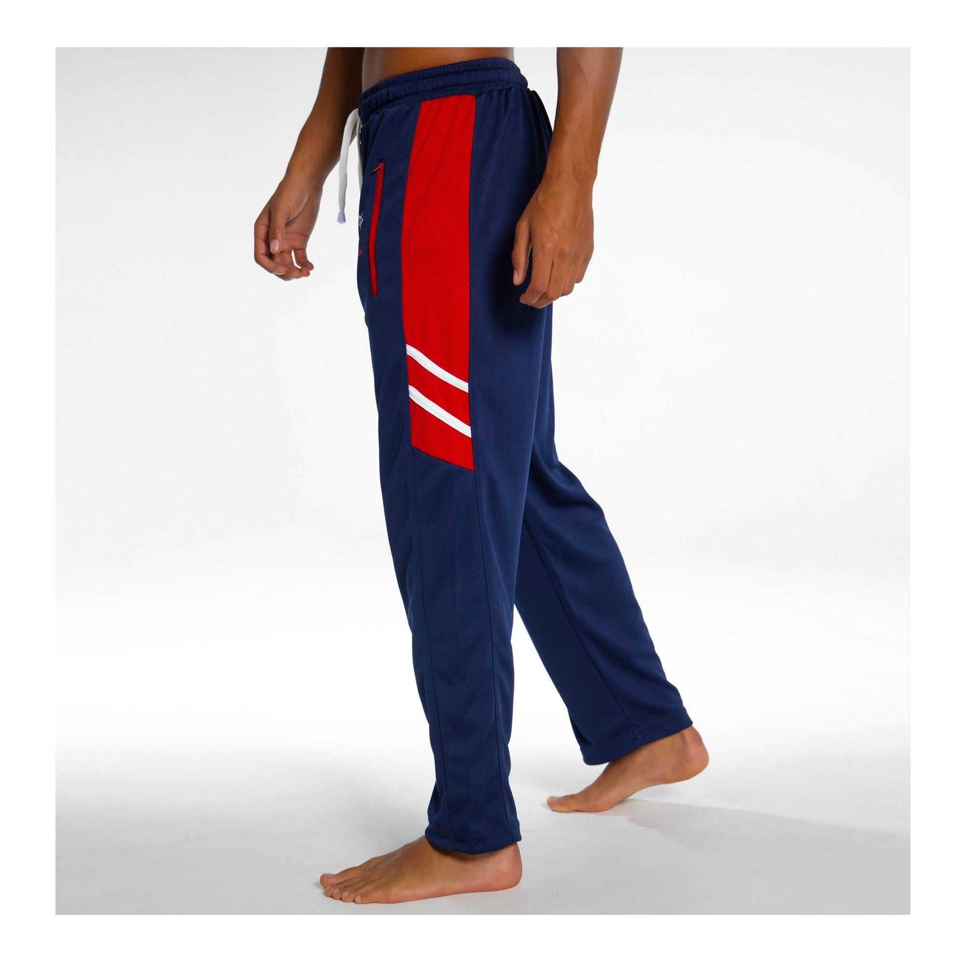 Basix Moisture Wicking Sports Trousers Navy, Red Accents, ST-706