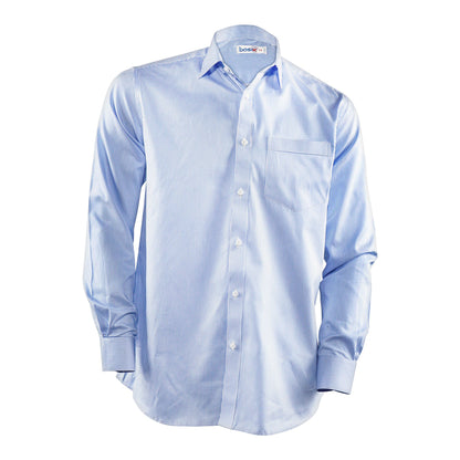 Basix Men's Thin Striped Shirt, Sky Blue & White, MFS-106