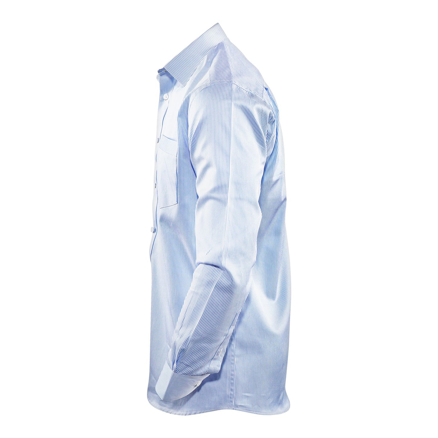 Basix Men's Thin Striped Shirt, Sky Blue & White, MFS-106