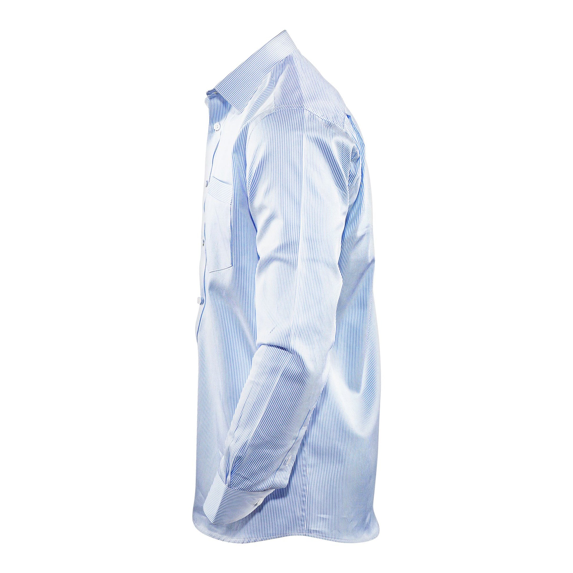 Basix Men's Thin Striped Shirt, Sky Blue & White, MFS-106