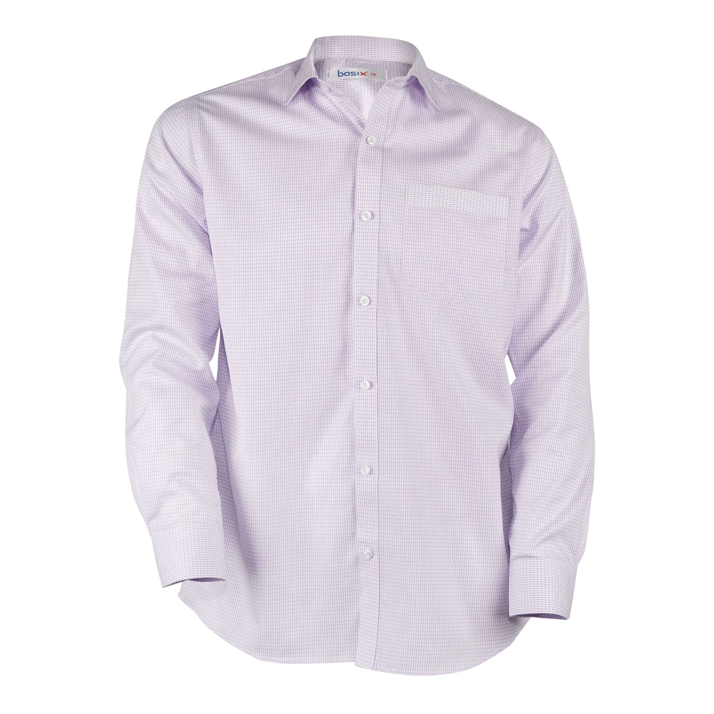 Basix Men's Miniature Check Shirt, Lavender White, MFS-108