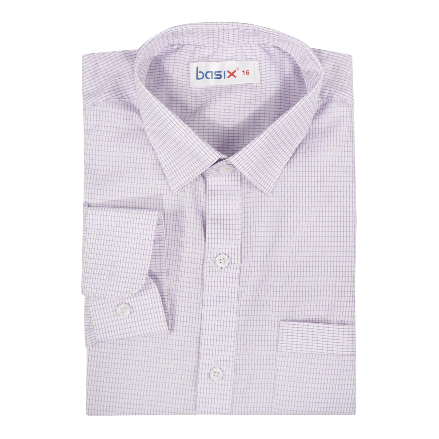 Basix Men's Miniature Check Shirt, Lavender White, MFS-108