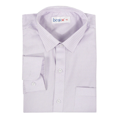 Basix Men's Miniature Check Shirt, Lavender White, MFS-108