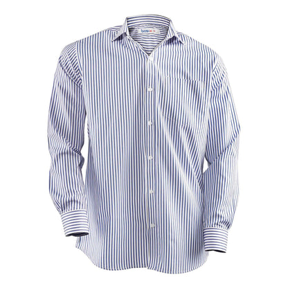 Basix Men's Stripes Shirt, Navy Blue & White, MFS-110