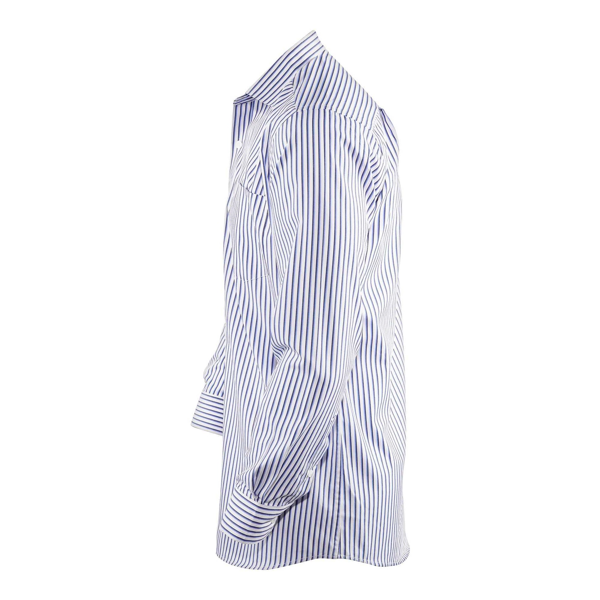 Basix Men's Stripes Shirt, Navy Blue & White, MFS-110