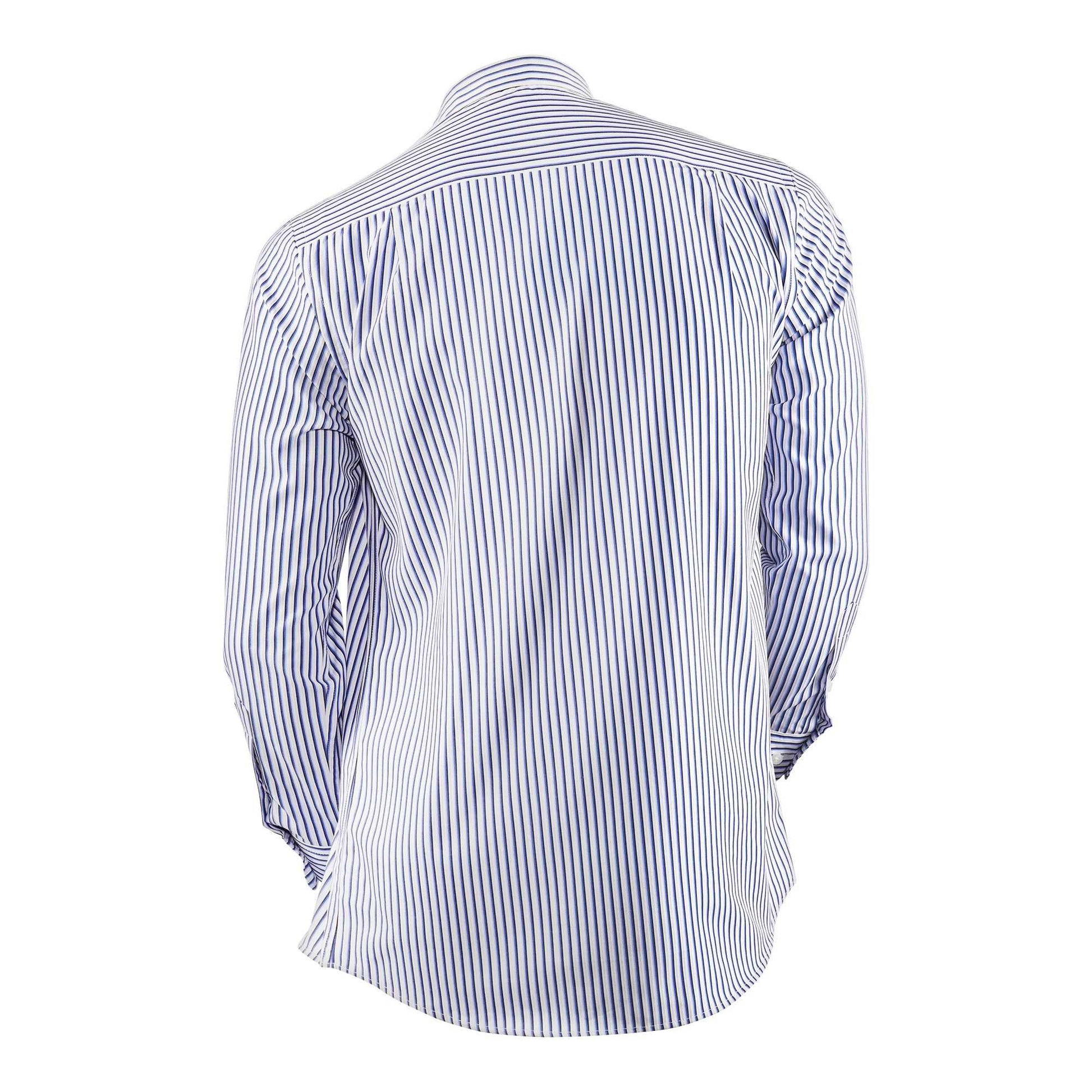 Basix Men's Stripes Shirt, Navy Blue & White, MFS-110
