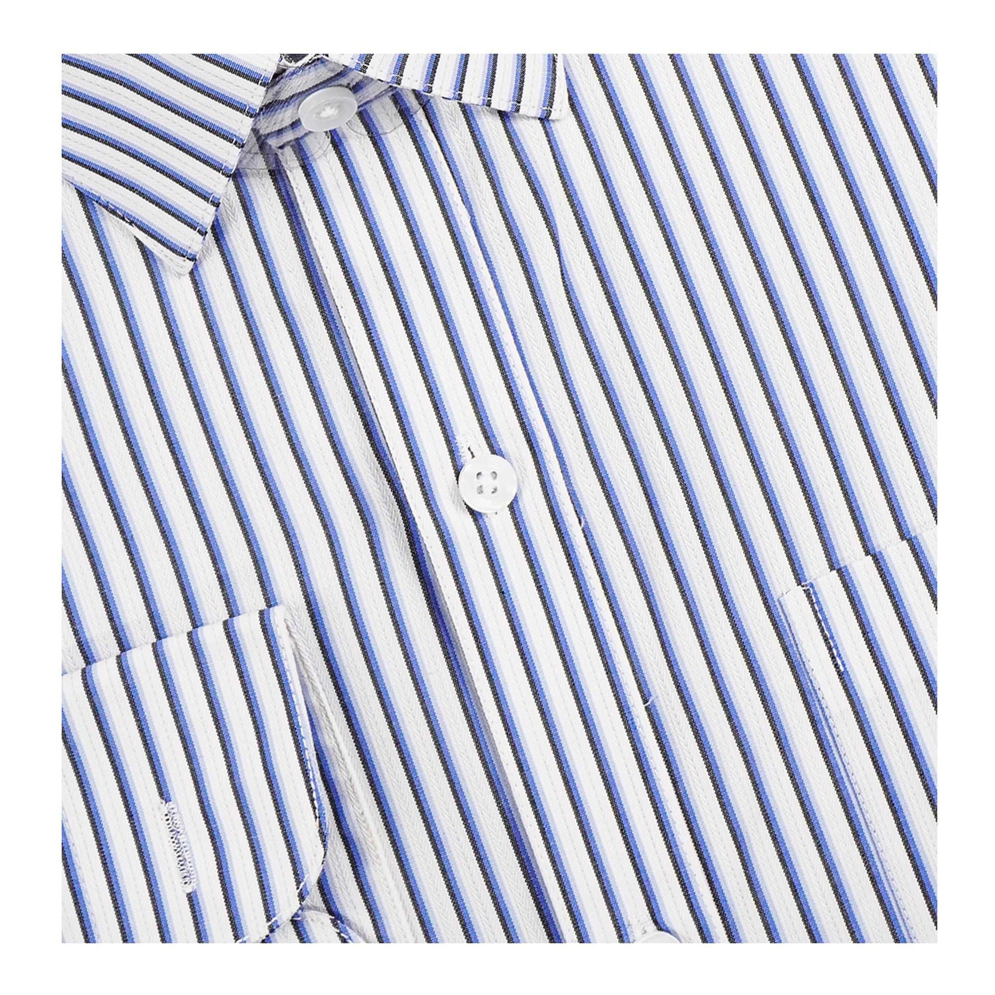 Basix Men's Stripes Shirt, Navy Blue &amp; White, MFS-110