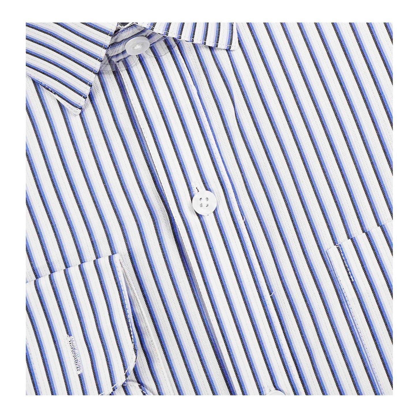 Basix Men's Stripes Shirt, Navy Blue & White, MFS-110