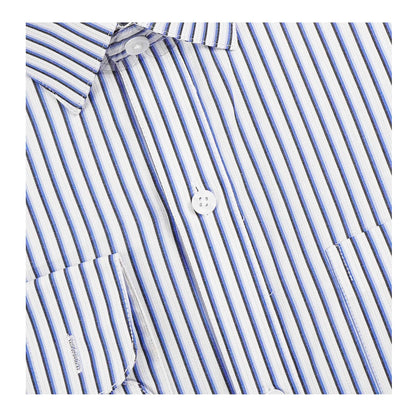 Basix Men's Stripes Shirt, Navy Blue & White, MFS-110