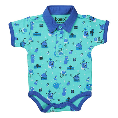 Basix Infant Monster At A Party Short Sleeve Body Suit with Collar, 2642