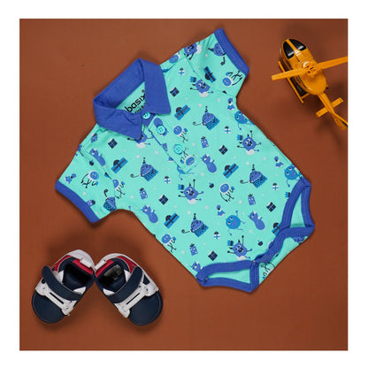 Basix Infant Monster At A Party Short Sleeve Body Suit with Collar, 2642
