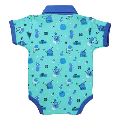 Basix Infant Monster At A Party Short Sleeve Body Suit with Collar, 2642