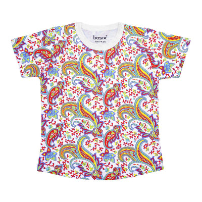 Basix Girls Paisley Play Crew Neck Top, 2721