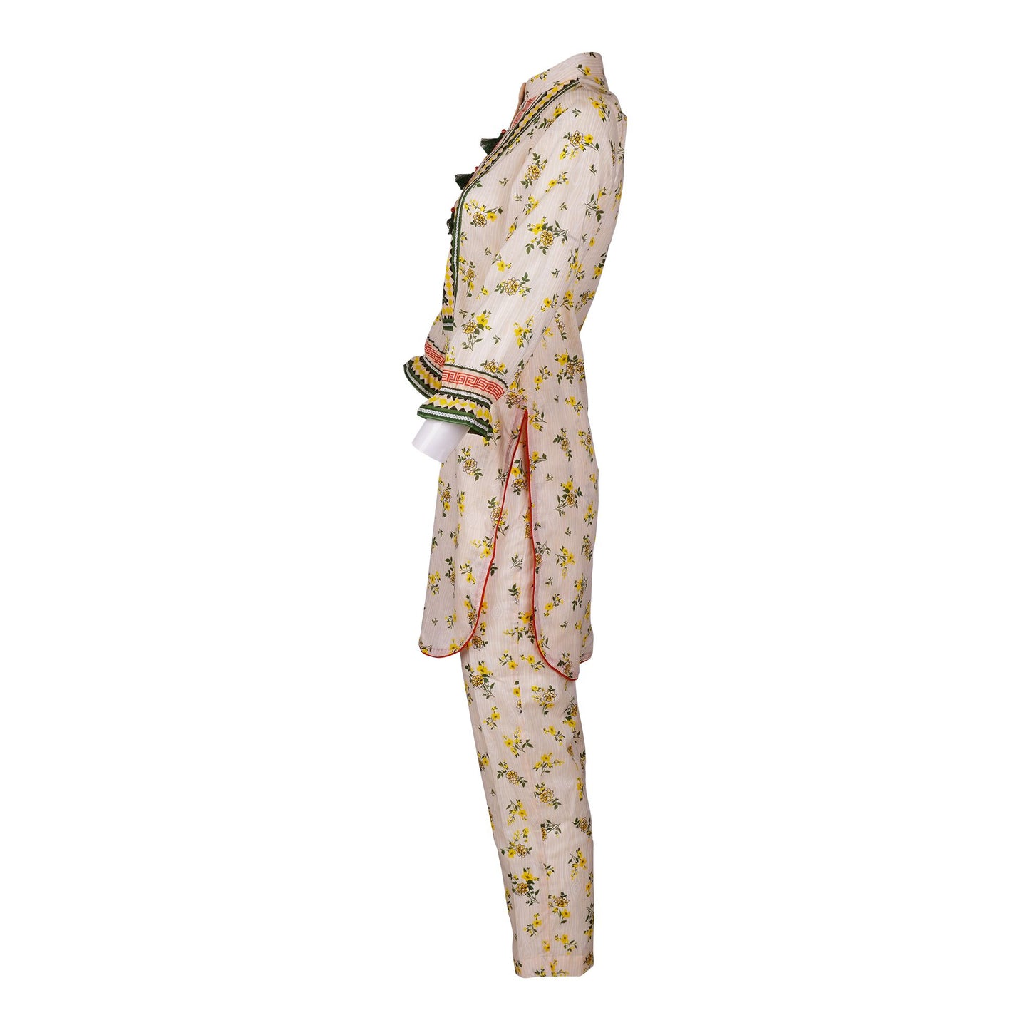 Basix Girls Lemon &amp; Green Cotton Cambric, 2 Piece - Shirt &amp; Trouser, GRL-158