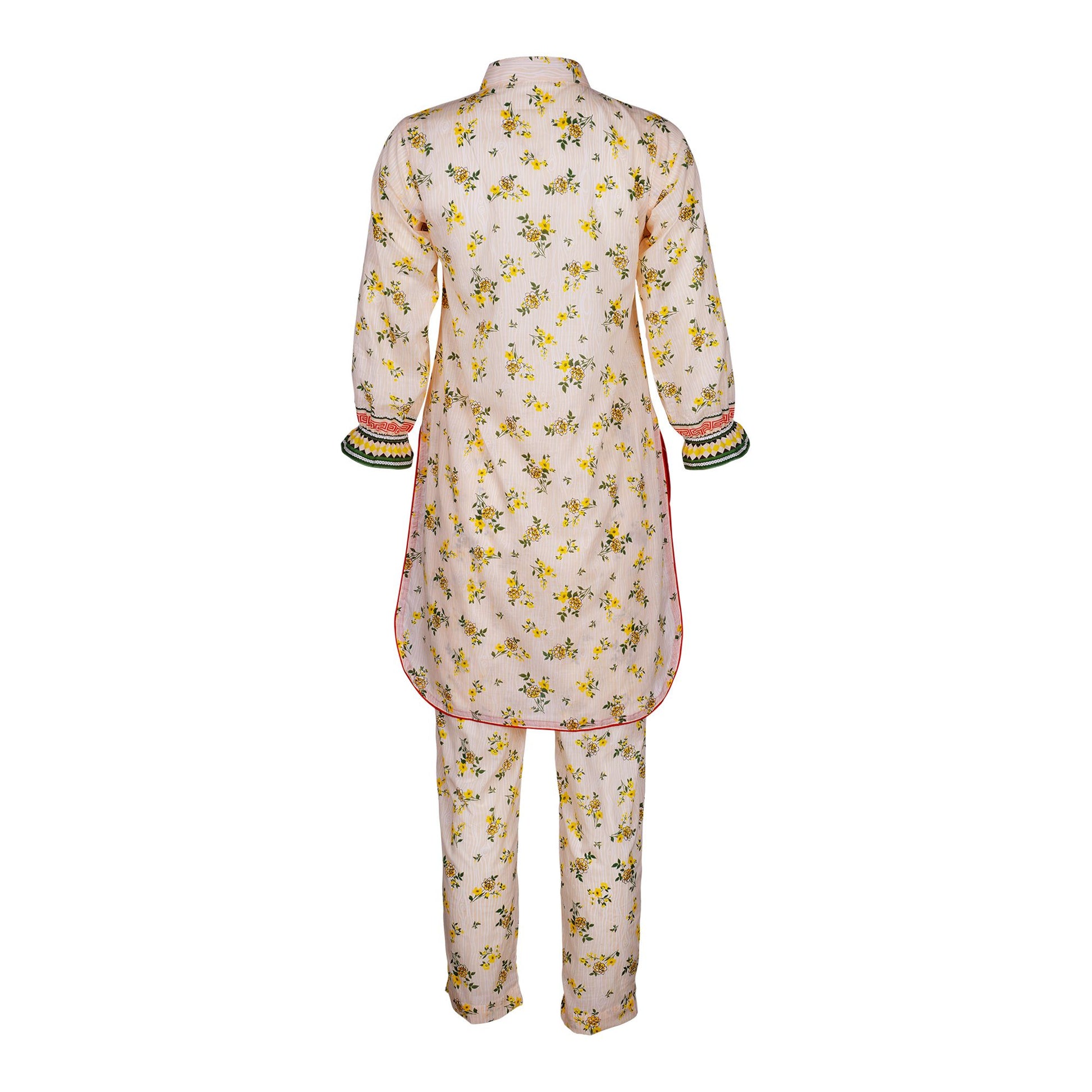 Basix Girls Lemon & Green Cotton Cambric, 2 Piece - Shirt & Trouser, GRL-158