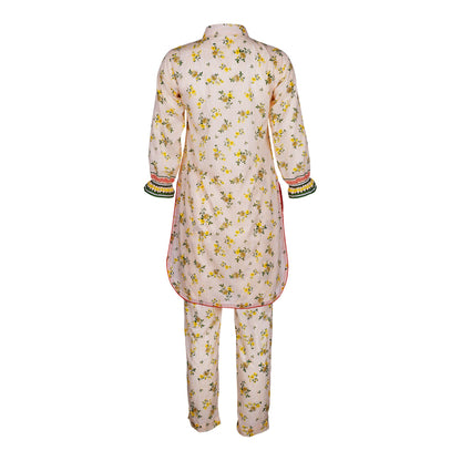 Basix Girls Lemon & Green Cotton Cambric, 2 Piece - Shirt & Trouser, GRL-158