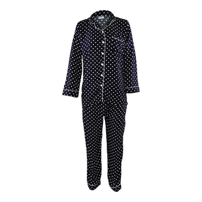 Basix Women's Mini Polka Dots Print Loungewear Dress  2-Piece Set  Navy Blue & White  LW-617