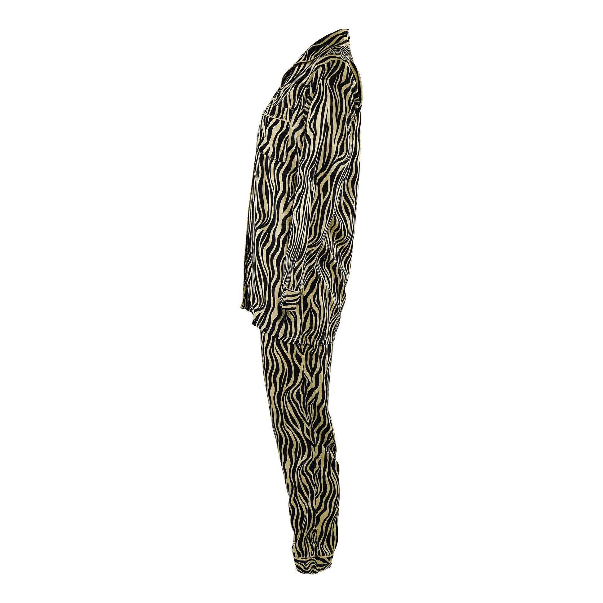 Basix Women's Zebra Print Loungewear Dress, 2-Piece Set, Beige & Black, LW-619