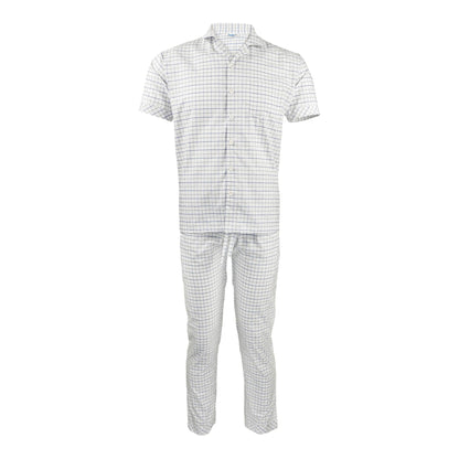 Basix Men's Check Print Cotton Loungewear Dress, 2-Piece Set, White, LW-824