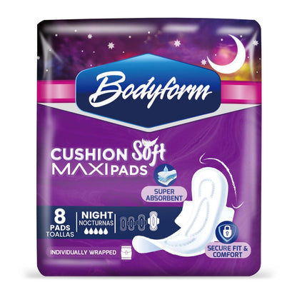 Bodyform Cushion Soft Overnight Maxi Sanitary Pads With Wings  8-Pack