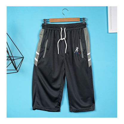Basix Men's Moisture Wicking 3 Quarter Mesh Gym Shorts with Zipper Pockets, Graphite Grey, M3Q-1007