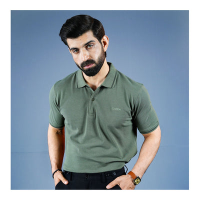 Basix Men's Cotton Polo T-Shirt, Hunter Green