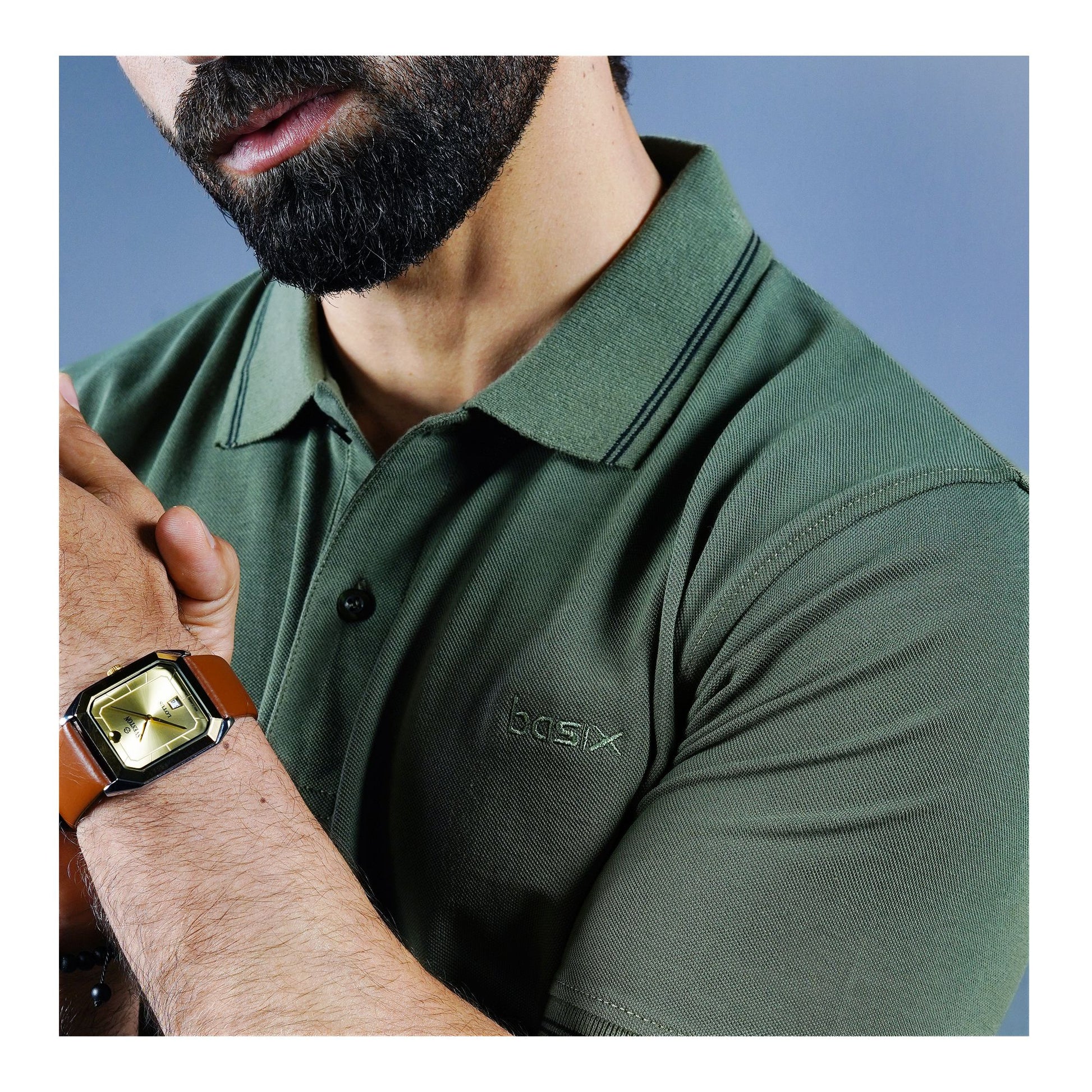 Basix Men's Cotton Polo T-Shirt, Hunter Green