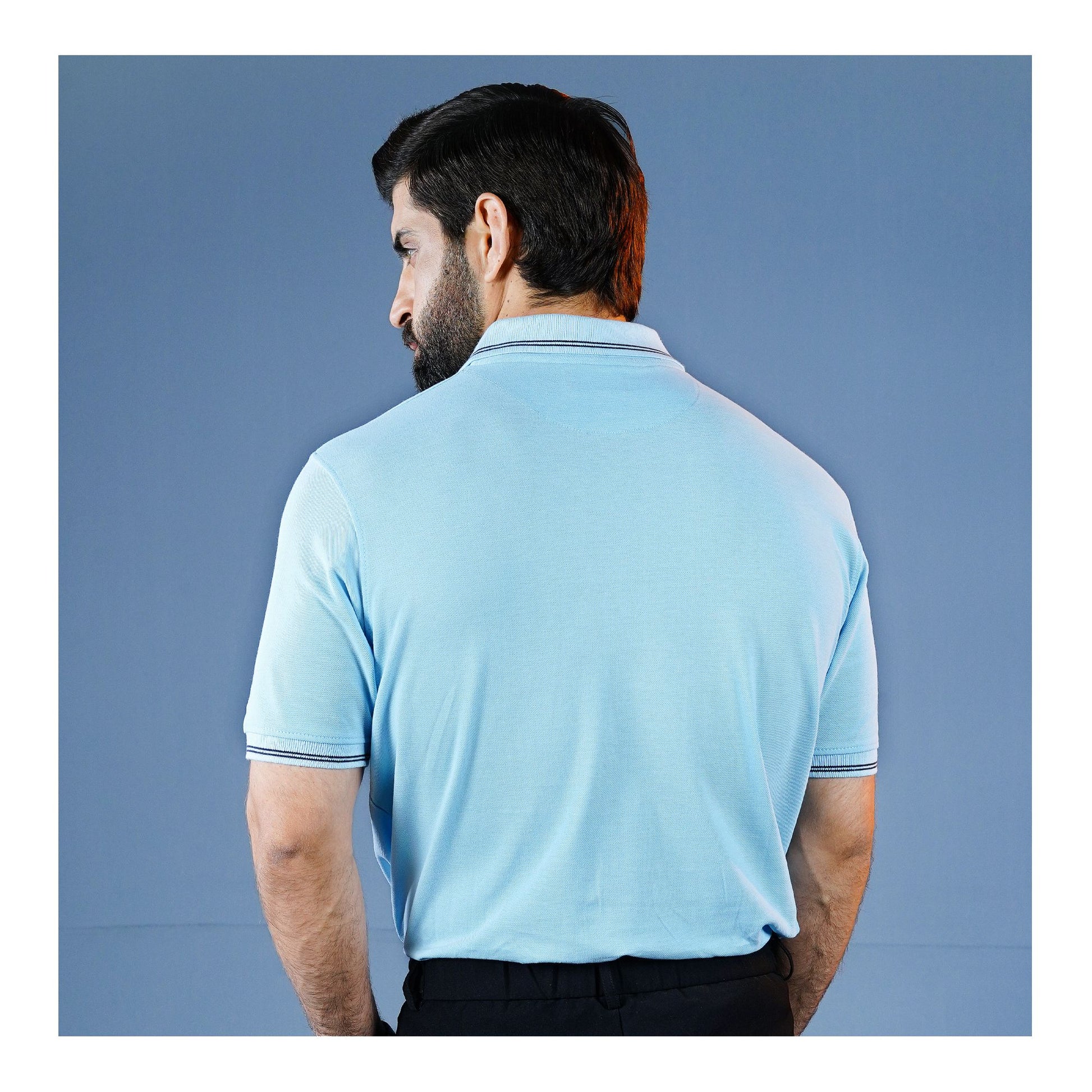 Basix Men's Cotton Polo T-Shirt, Sky Blue