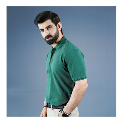 Basix Men's Cotton Polo T-Shirt, Olive