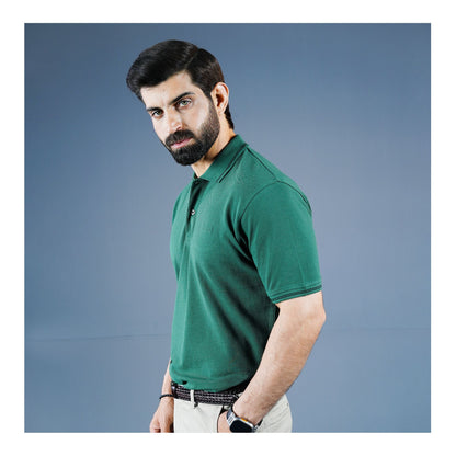 Basix Men's Cotton Polo T-Shirt, Olive