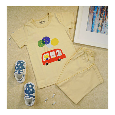 Basix Boys Night Suit, Crew Neck T-Shirt & Trouser, 5996