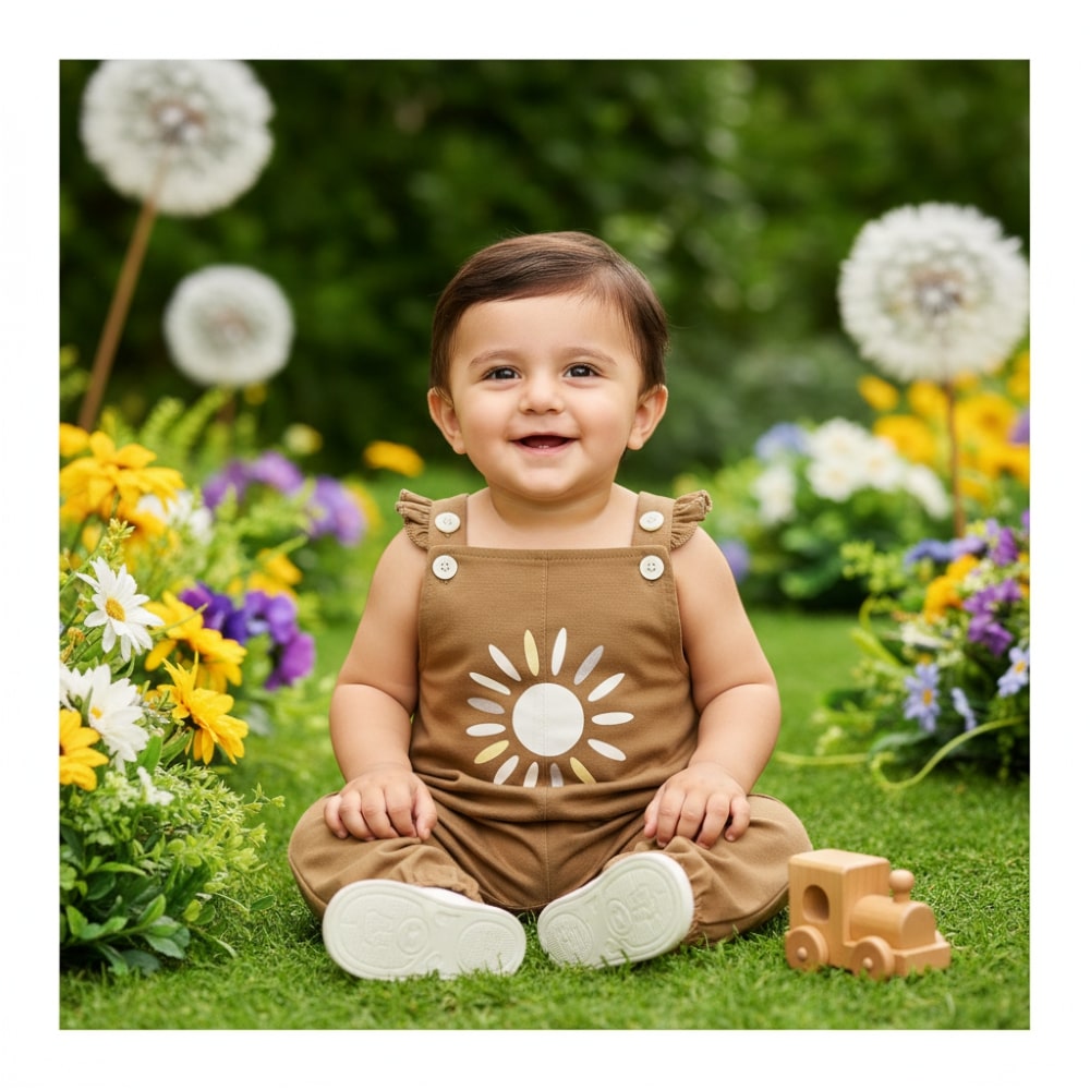 Basix Girls Frill Dungree, 6022
