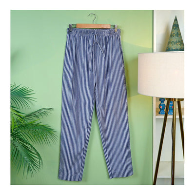 Basix Men's Cotton Stripes Trouser  Charcoal Grey & White  MT-924