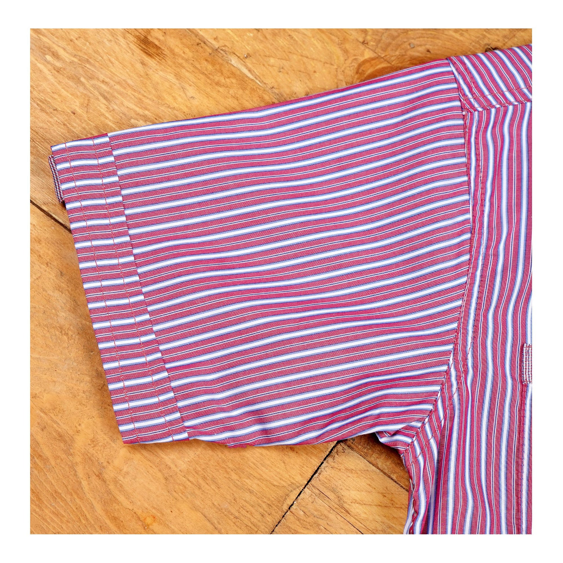 Basix Kids Maroon & Sky Blue Stripes Twin Pocket Short Sleeves Casual Shirt, For Boys, BYS-257