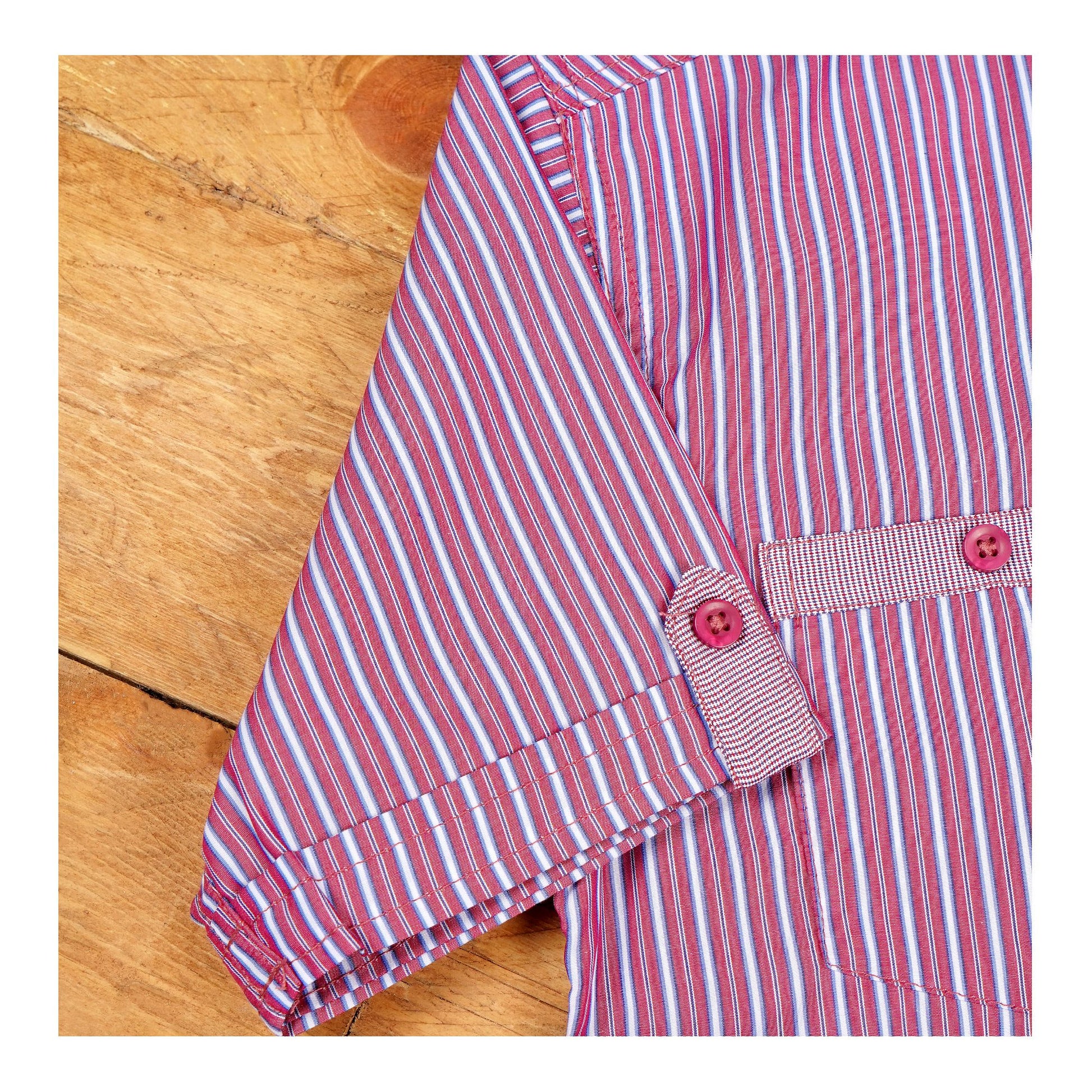 Basix Kids Maroon & Sky Blue Stripes Twin Pocket Short Sleeves Casual Shirt, For Boys, BYS-257