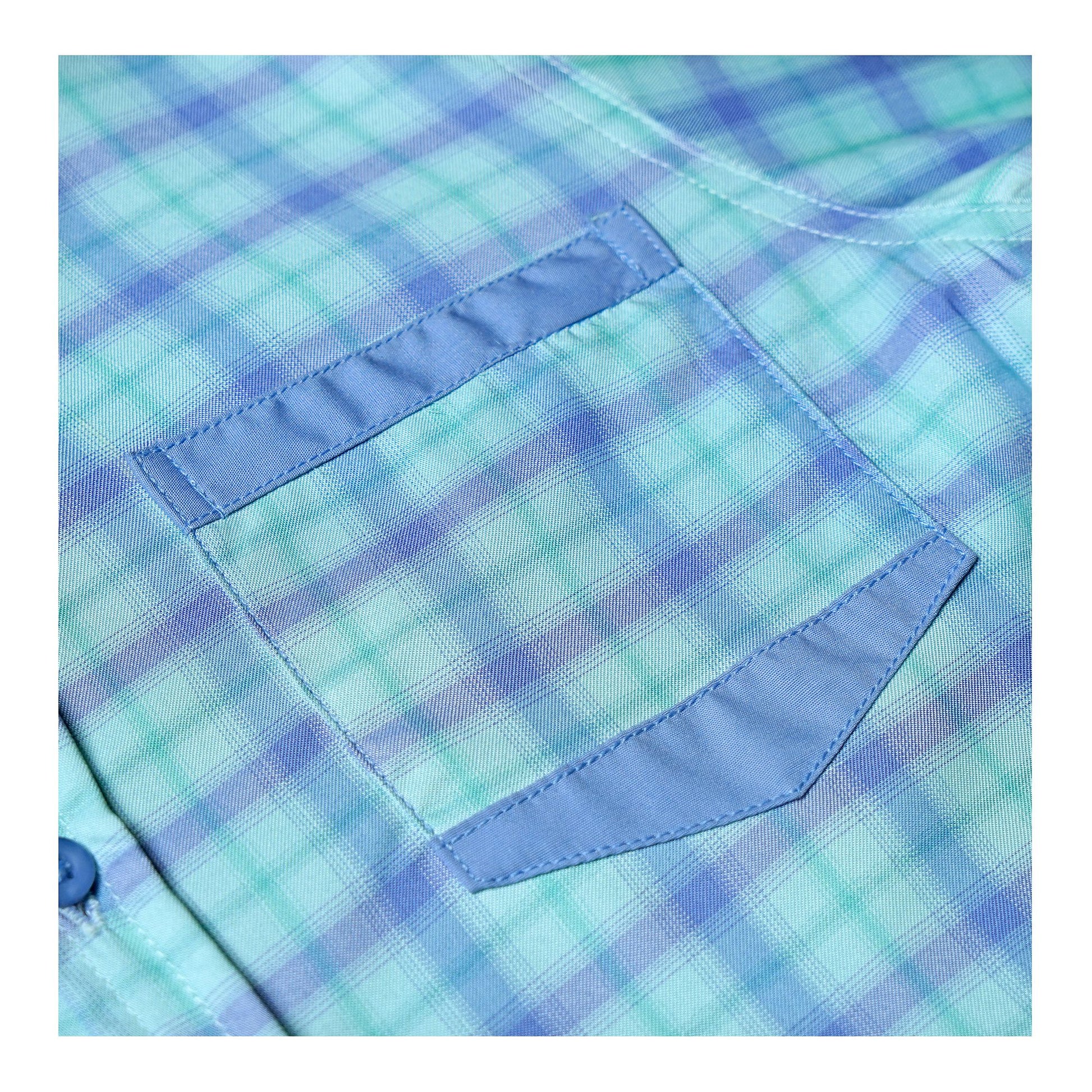 Basix Kids Green & Blue Checkered Twin Pocket Short Sleeves Casual Shirt, For Boys, BYS-258