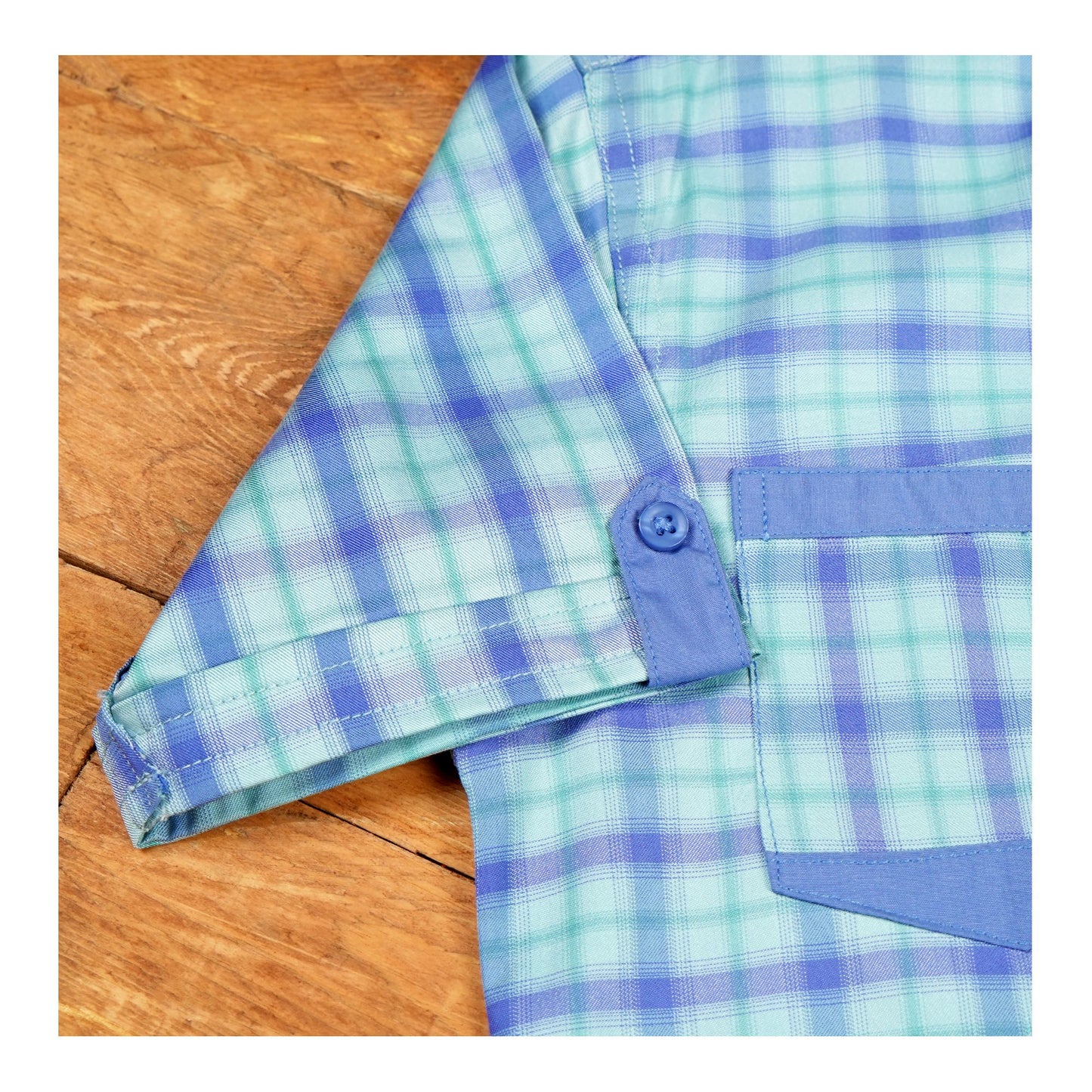 Basix Kids Green & Blue Checkered Twin Pocket Short Sleeves Casual Shirt, For Boys, BYS-258