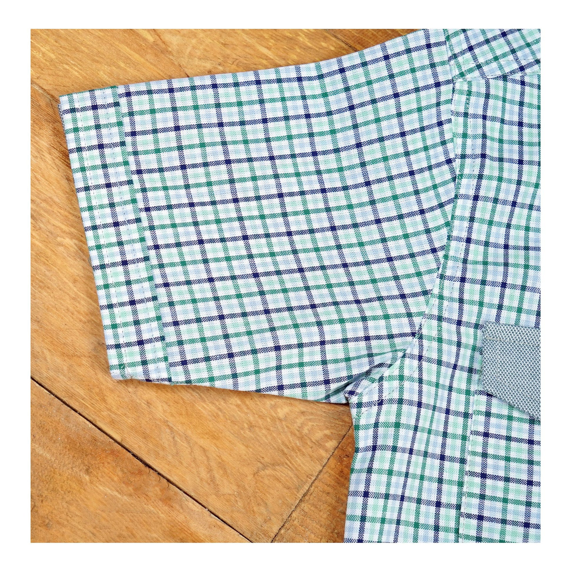 Basix Kids Green Sky Blue&Charcoal Checkered Twin Pocket Short Sleeve Casual Shirt, For Boys, BYS-259