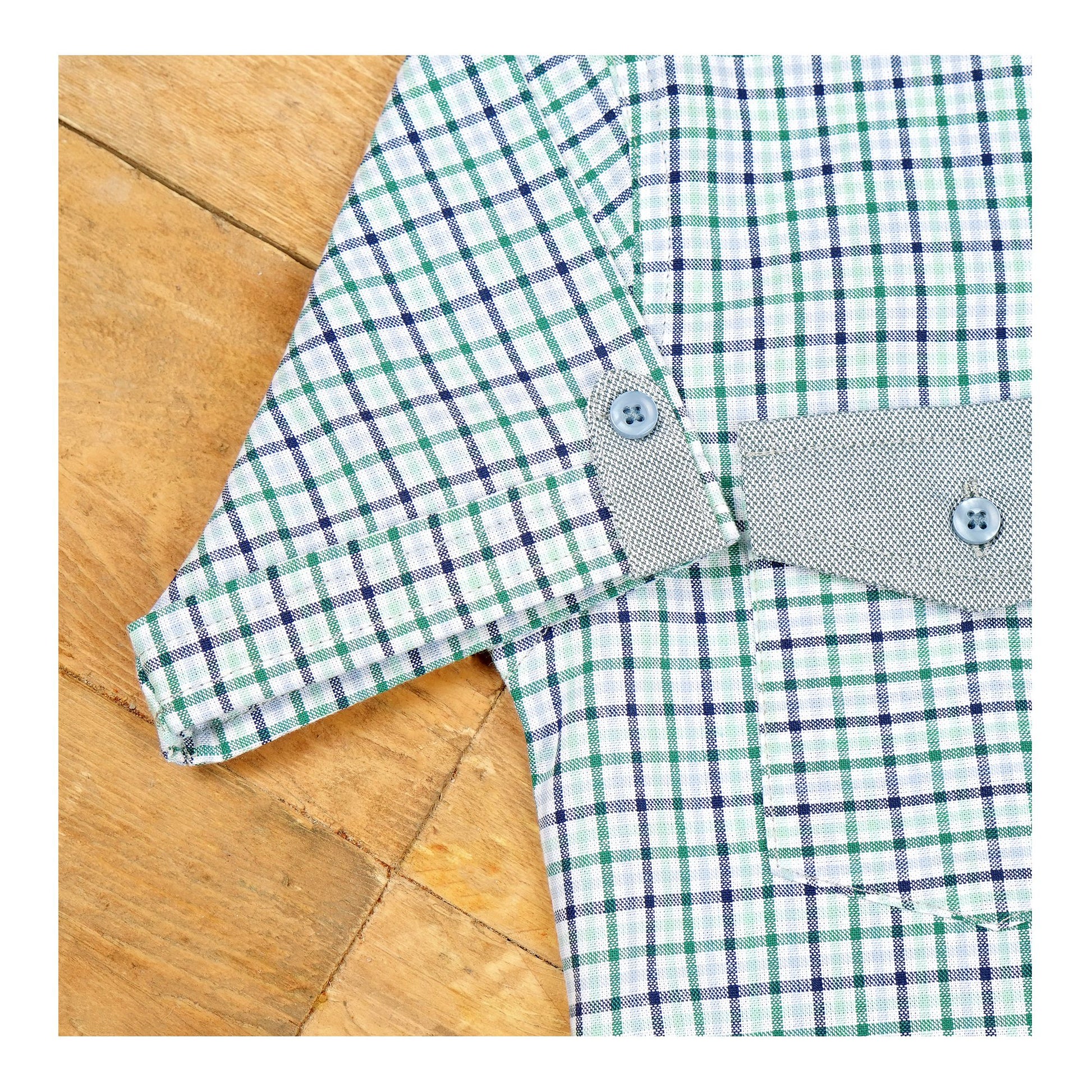 Basix Kids Green Sky Blue&Charcoal Checkered Twin Pocket Short Sleeve Casual Shirt, For Boys, BYS-259